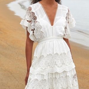 FARM RIO Off White Richelieu Midi Dress